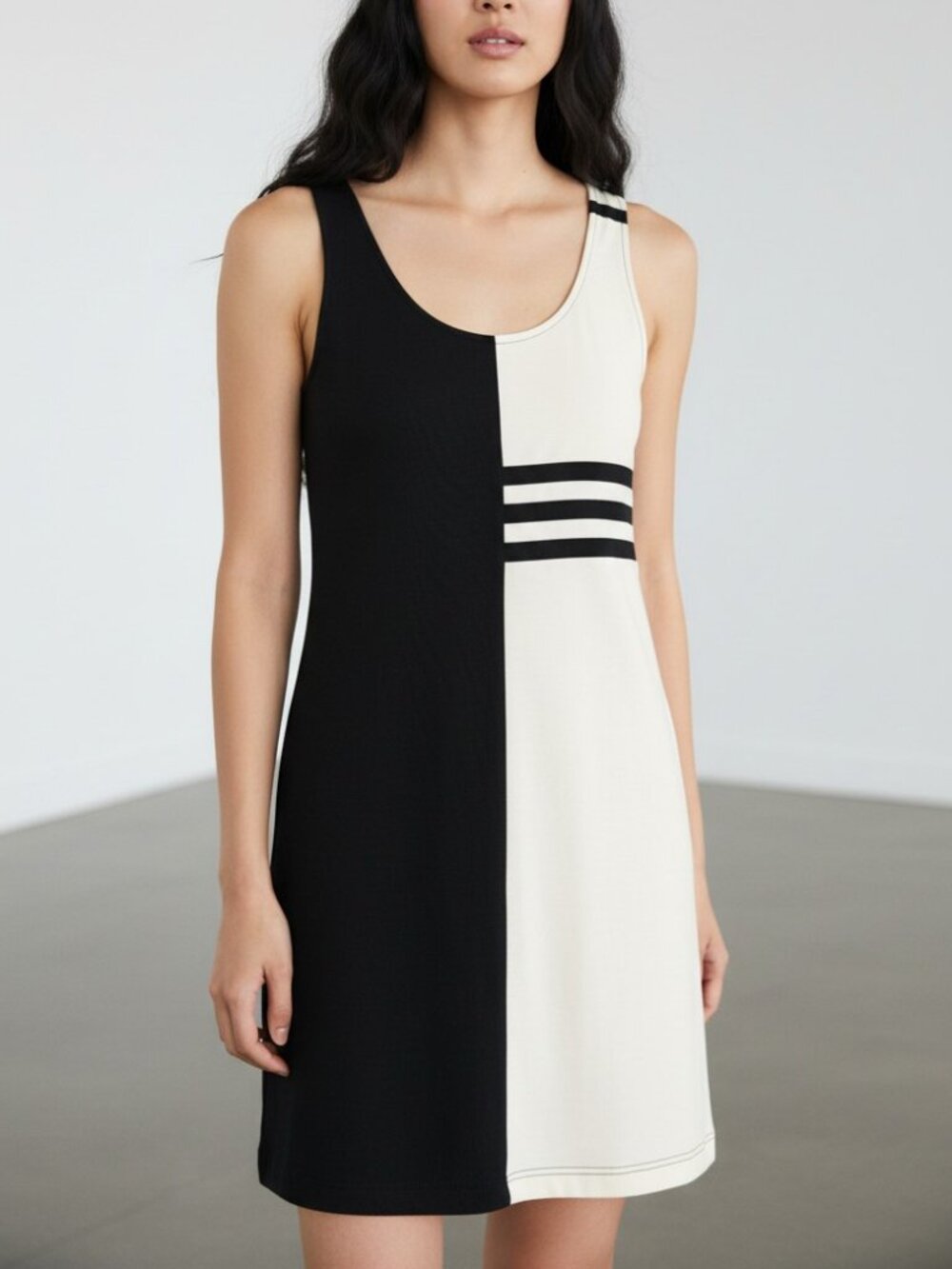 Yoana Baraschi dress Women's Medium black cream knit sleeveless Bodycon luxury